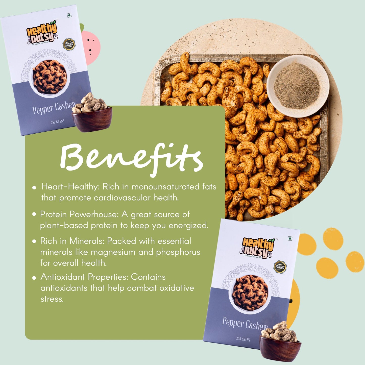 Premium Pepper Cashews – Spicy Roasted Cashew Nuts with Bold Flavor & Nutritional Benefits