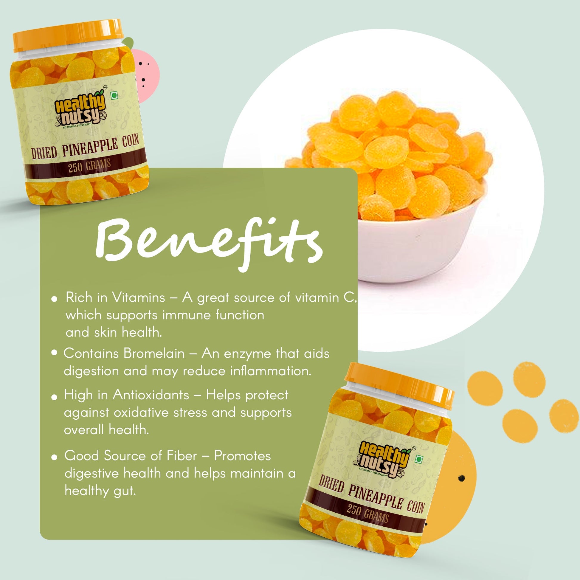 Dried Pineapple Coins – Chewy, Naturally Sweet, & Rich in Vitamin C